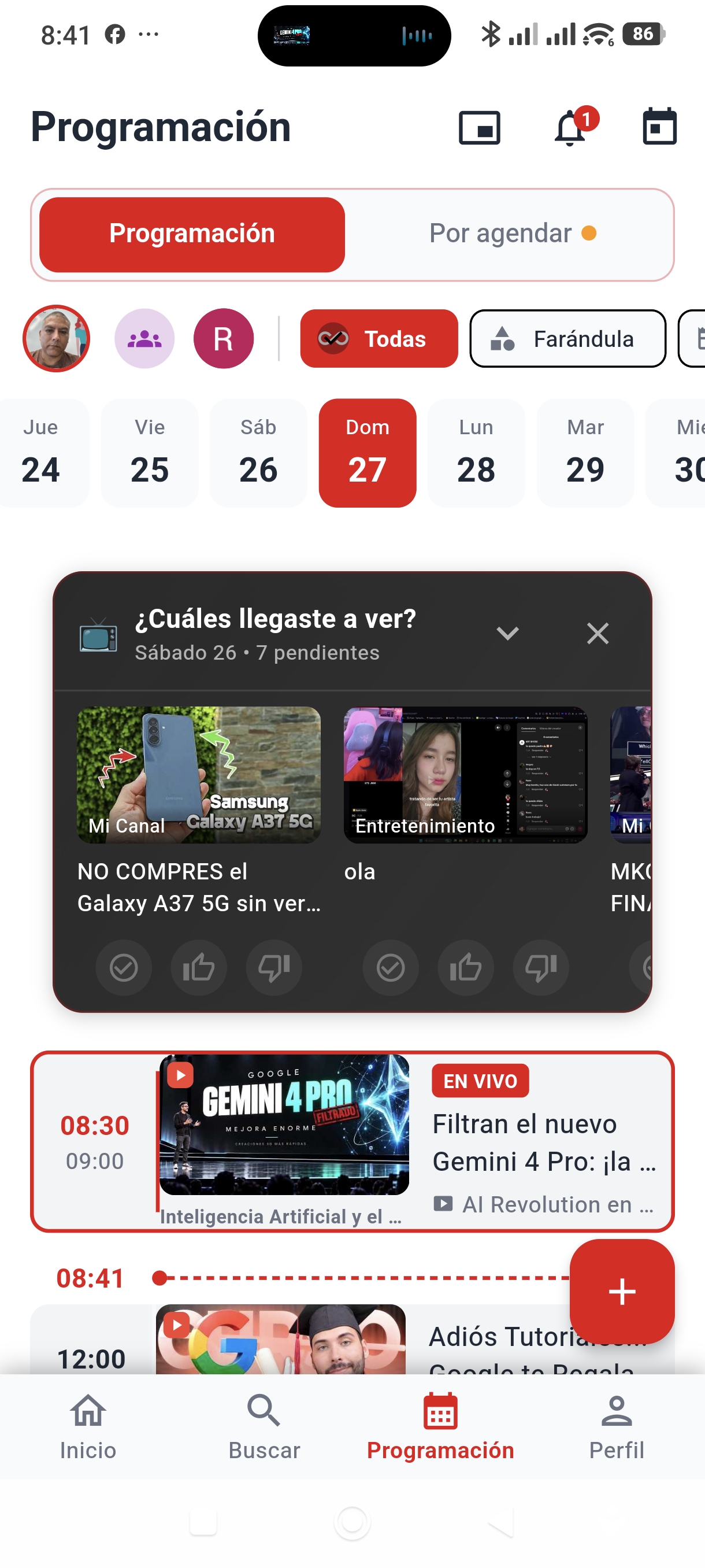 Módulo interactivo de calificación de programas vistos